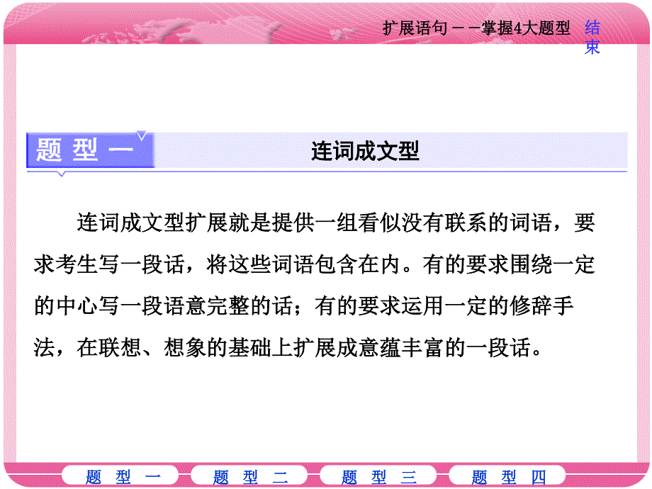 2018届高三语文高考总复习课件：专题六 近几年全国卷虽未考查但在考纲之列的6个考点 学案（一）　扩展语句——掌握4大题型 .ppt_第3页