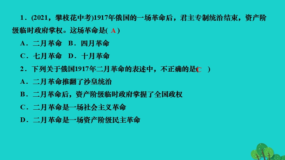 2022九年级历史下册 第三单元 第一次世界大战和战后初期的世界第9课 列宁与十月革命作业课件 新人教版.ppt_第3页