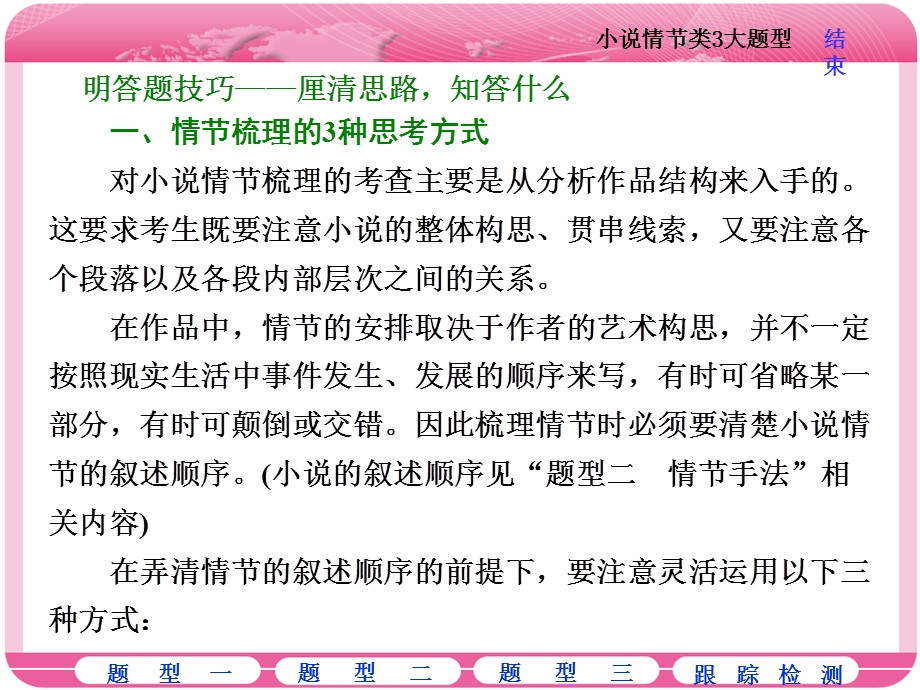 2018届高三语文高考总复习课件：专题十三 文学类文本阅读（一）小说 题型突破（一）　小说情节类3大题型 .ppt_第3页