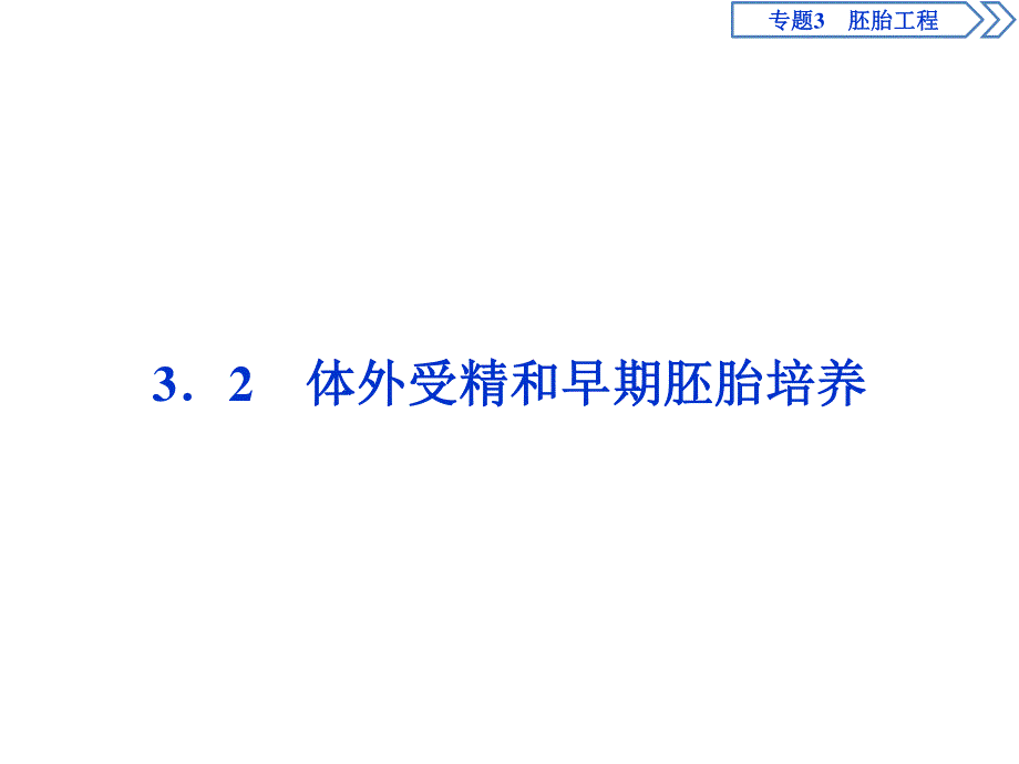 2019-2020学年人教版生物选修三江苏专用课件：3．2　体外受精和早期胚胎培养 .ppt_第1页