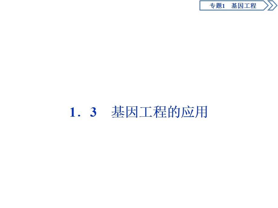 2019-2020学年人教版生物选修三江苏专用课件：1．3　基因工程的应用 .ppt_第1页