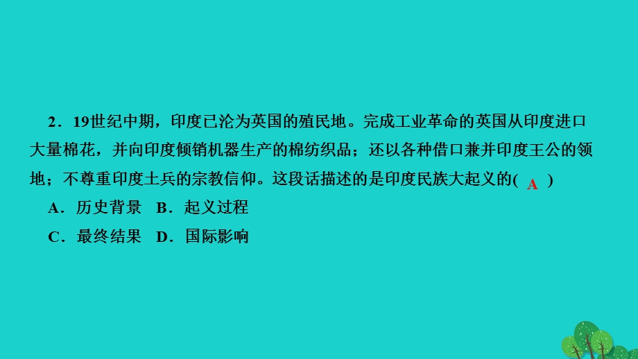 2022九年级历史下册 第一单元 殖民地人民的反抗与资本主义制度的扩展周周清5作业课件 新人教版.ppt_第3页