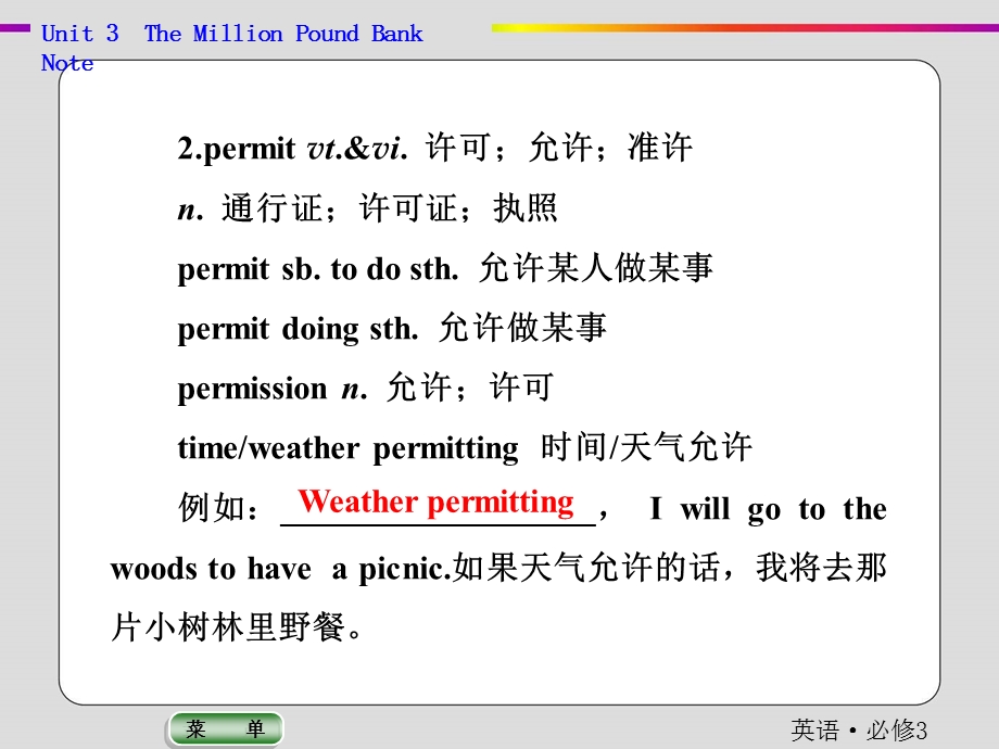 2019-2020学年人教版英语必修三抢分教程课件：UNIT 3　THE MILLION POUND BANK NOTE单元小结重点回顾 .ppt_第2页