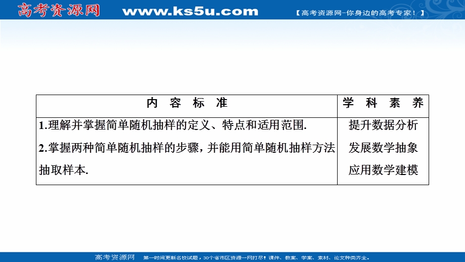 2020-2021学年人教版数学必修3配套课件：2-1-1　简单随机抽样 .ppt_第2页