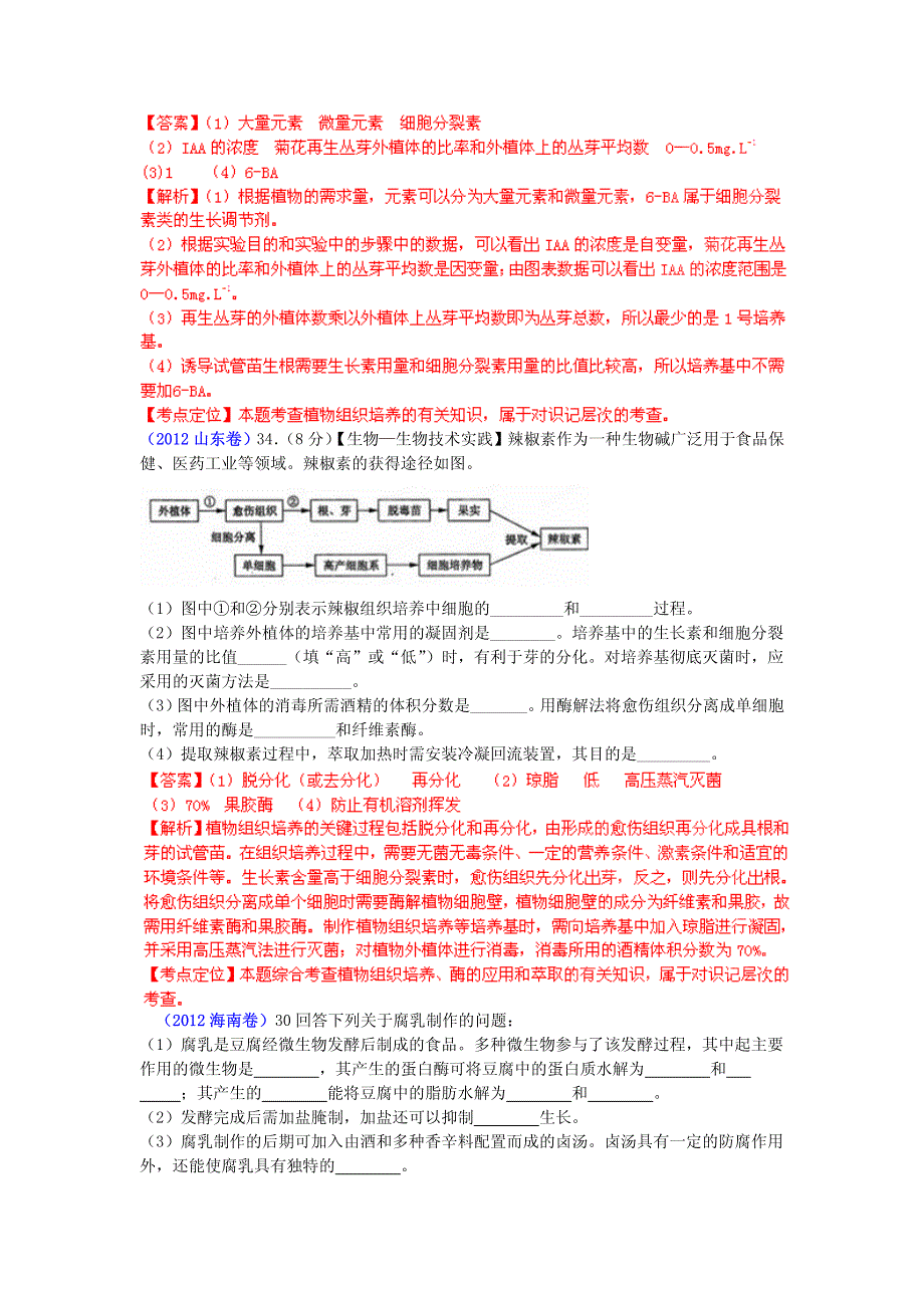 2013最新命题题库大全2009-2012年高考试题解析生物分项专题汇编 14 生物技术实践.pdf_第3页