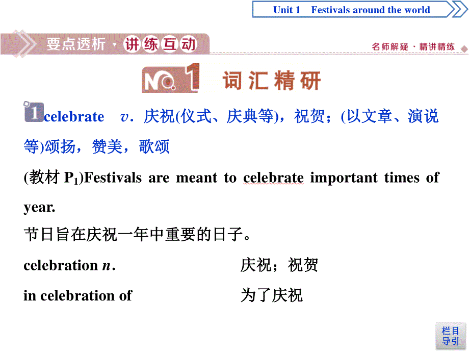 2019-2020学年人教版英语必修三新素养同步课件：UNIT 1 FESTIVALS AROUND THE WORLD SECTION Ⅱ　WARMING UP & READING—LANGUAGE POINTS .ppt_第2页