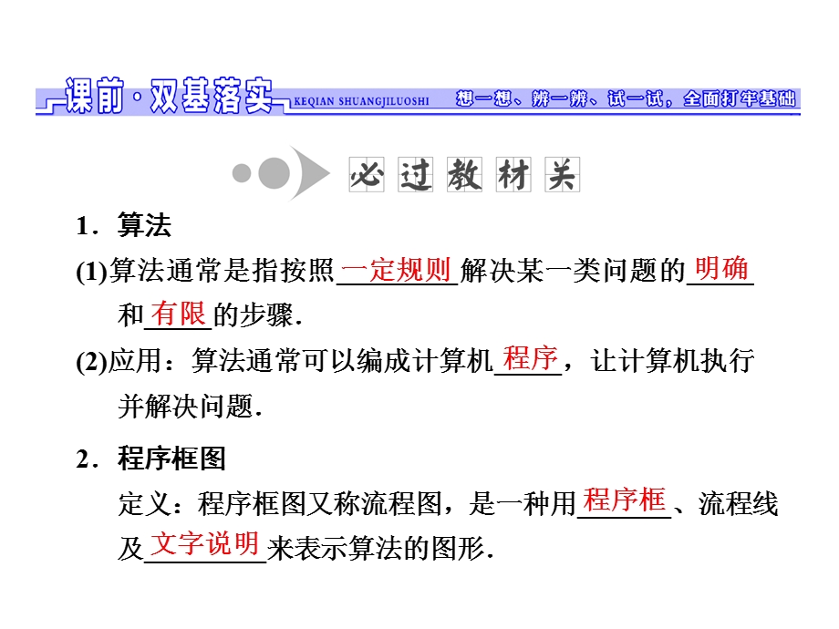 2017届高三数学（文）一轮总复习（人教通用）课件：第10章 第一节 算法初步 .ppt_第2页