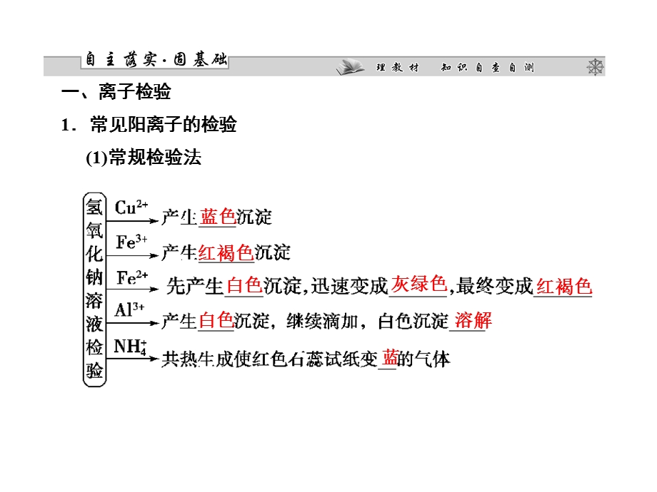 2013届高三化学一轮复习课件：12.2物质的检验、分离和提纯（人教版）.ppt_第2页