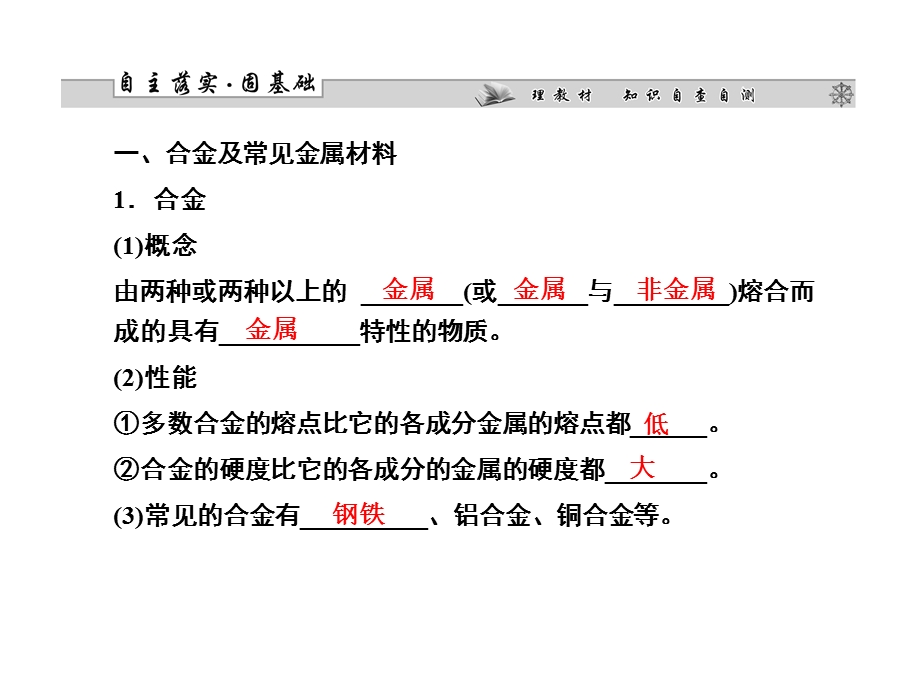 2013届高三化学一轮复习课件：3.4用途广泛的金属材料 铜及其化合物（人教版）.ppt_第3页