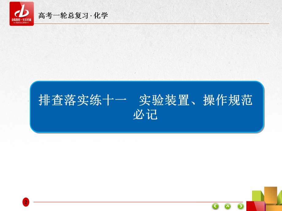 2018届高考化学大一轮复习课件：教师用书增刊 排查落实练十一　实验装置、操作规范必记 （共64张PPT） .ppt_第2页