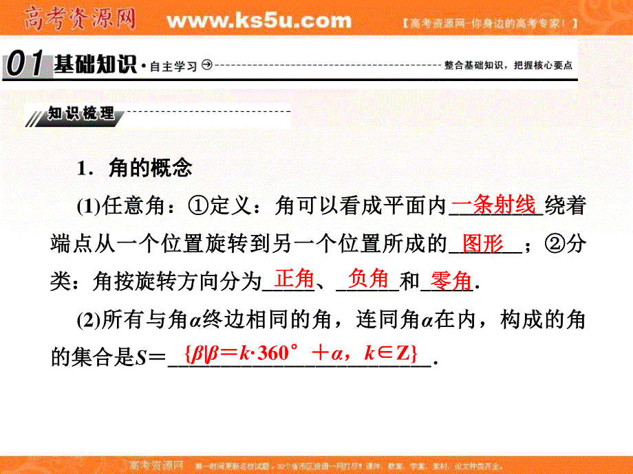 2018届高考（新课标）数学（理）大一轮复习课件：第四章 三角函数、解三角形 4-1 .ppt_第3页