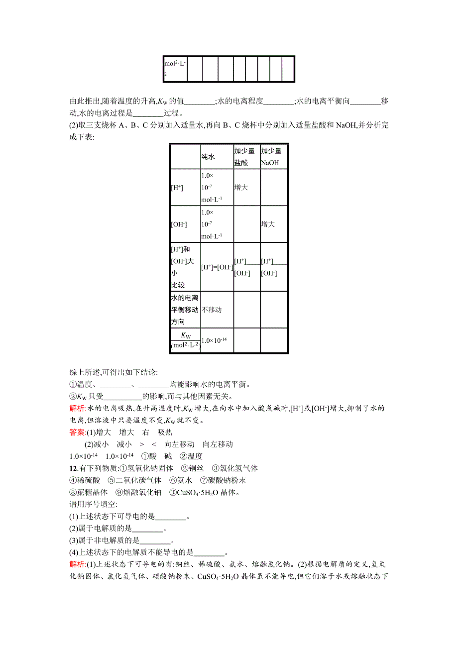 2015-2016学年高二化学鲁教版选修4课时训练12水的电离　电解质在水溶液中的存在形态 WORD版含解析.docx_第3页