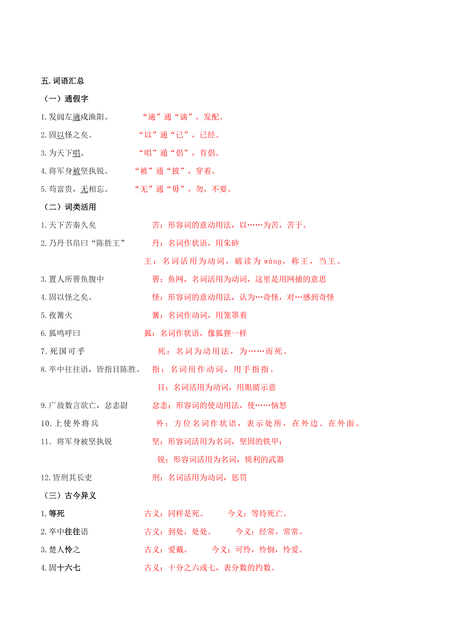 2019-2020学年九年级语文文言文专题09《陈涉世家》知识梳理 新人教版.docx_第2页