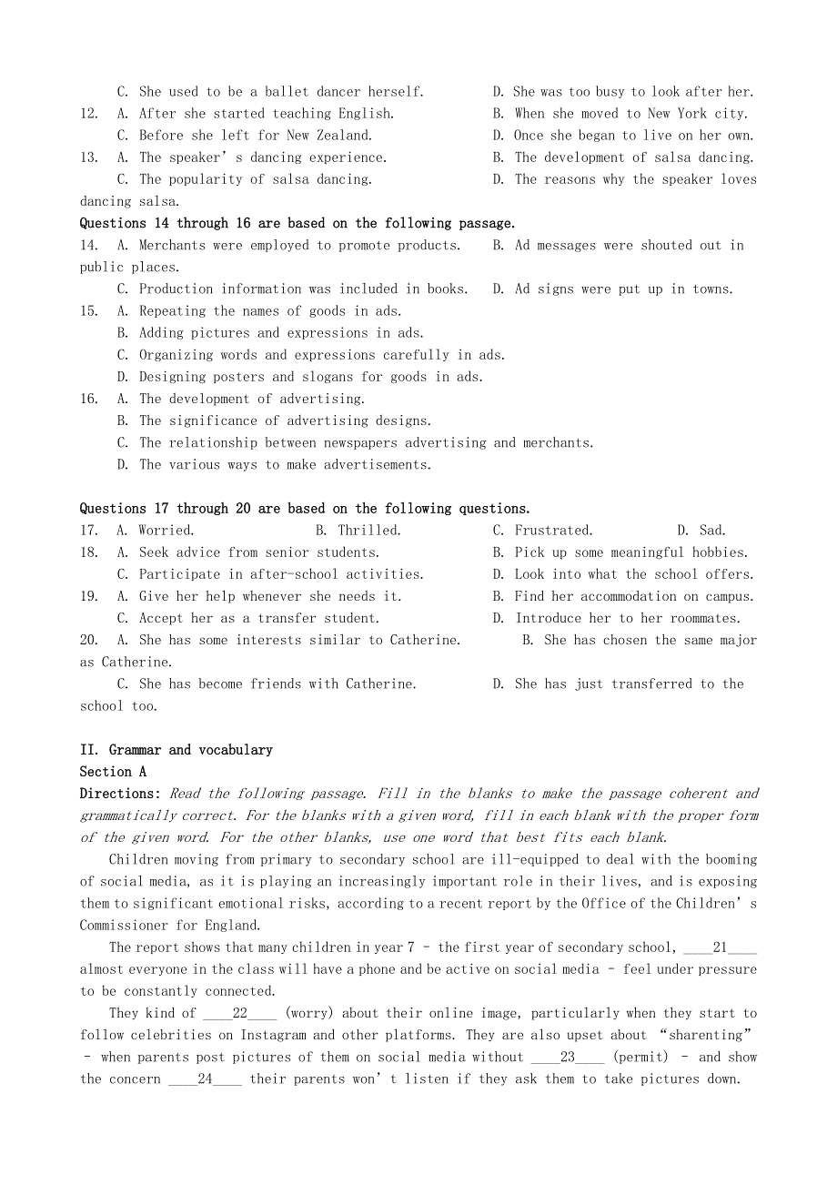 上海市奉贤区2021届高三英语上学期期末考试（一模）（12月）试题.doc_第2页