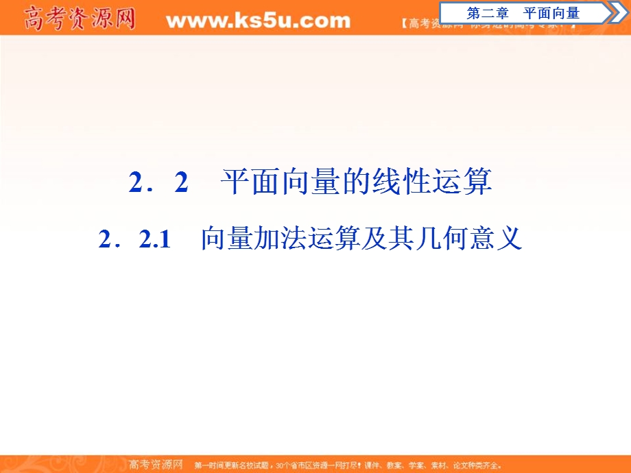 2019-2020学年同步人教A版高中数学必修四素养突破课件：2．2-1　向量加法运算及其几何意义 .ppt_第1页