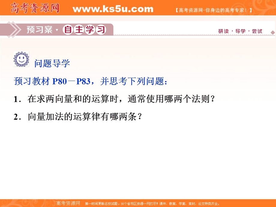 2019-2020学年同步人教A版高中数学必修四素养突破课件：2．2-1　向量加法运算及其几何意义 .ppt_第3页