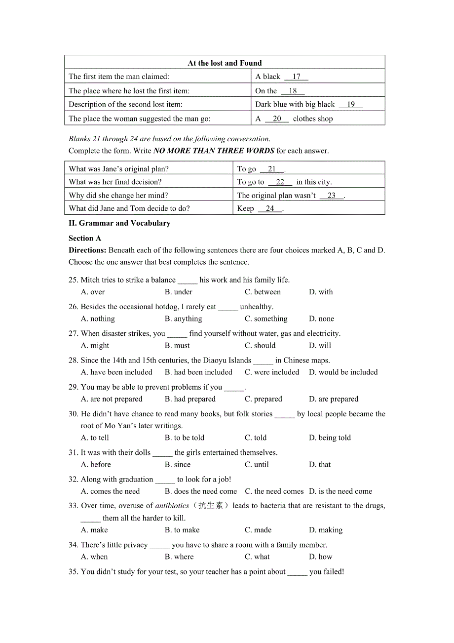 上海市宝山区2013届高三上学期期末考试英语试题 WORD版含答案.doc_第3页