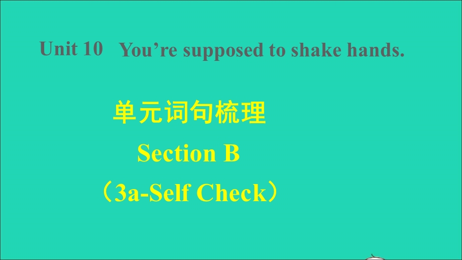 2022九年级英语全册 Unit 10 You re supposed to shake hands词句梳理SectionB（3a-Self Check）课件（新版）人教新目标版.ppt_第1页