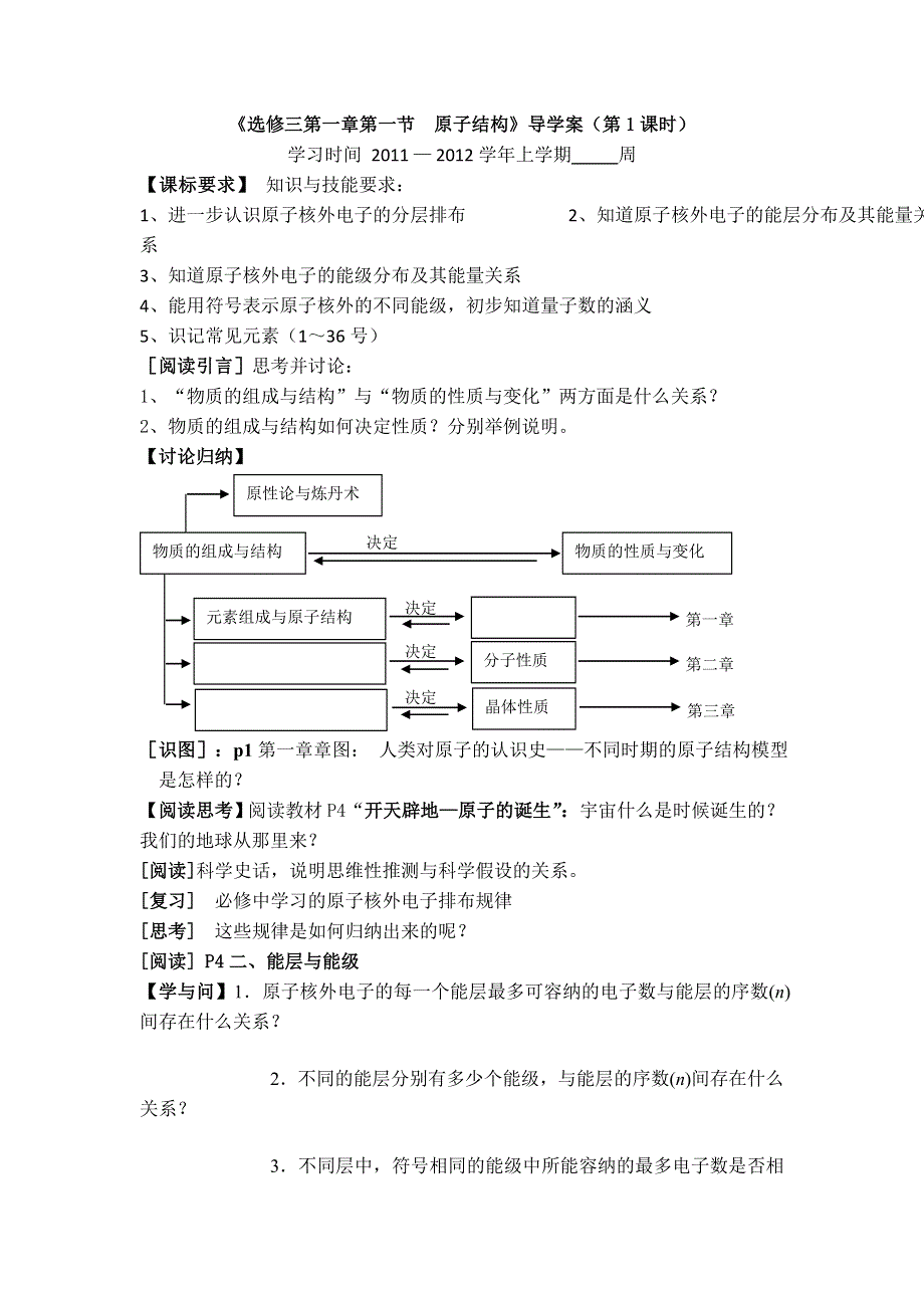 11-12学年高二化学导学案：1.1 原子结构（第1课时）（新人教版选修三）.doc_第1页