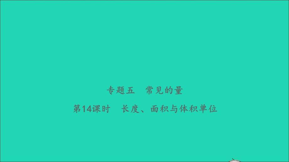 2021小考数学致高点 专题五 常见的量第14课时 长度、面积与体积单位习题课件.ppt_第1页