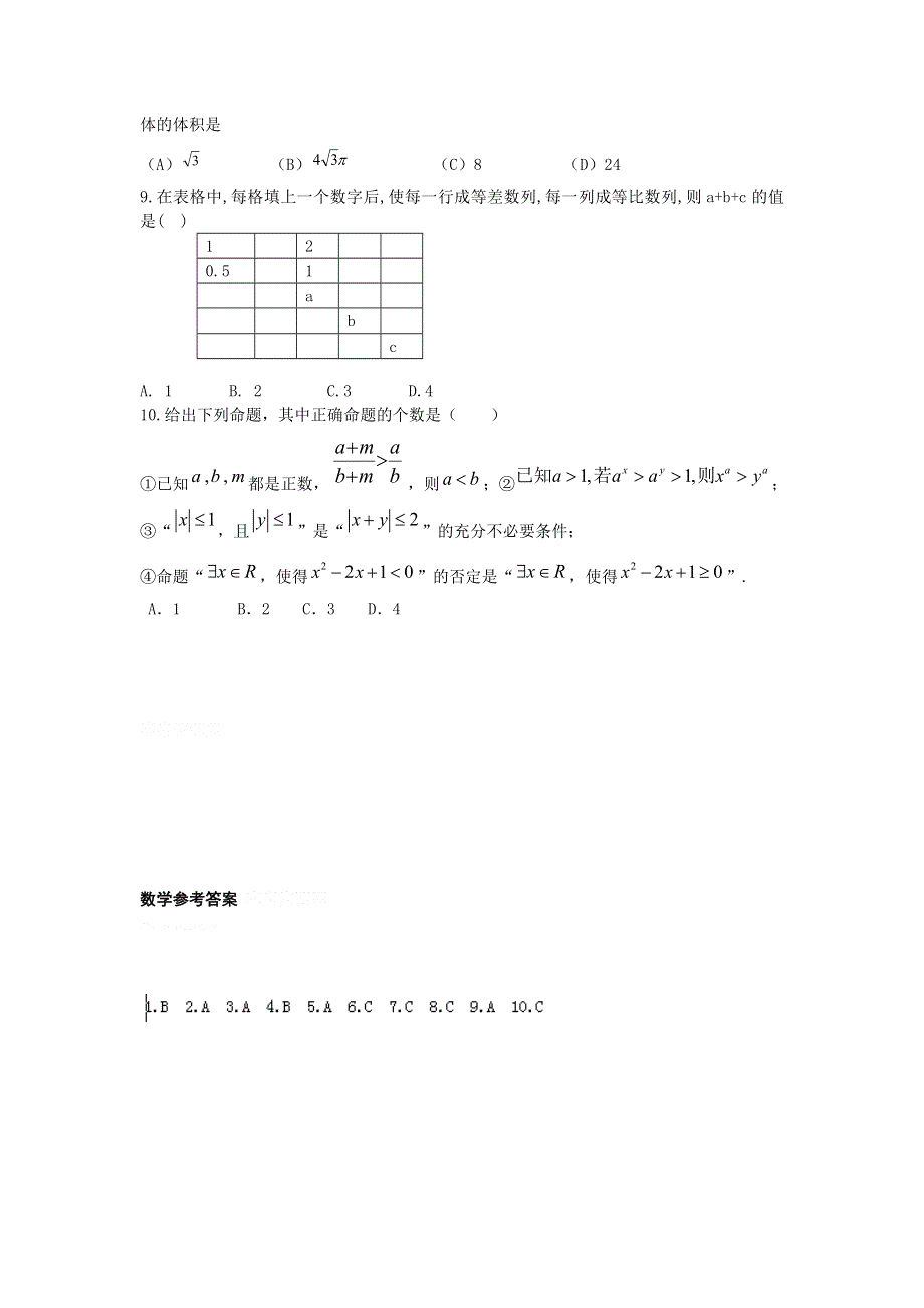 11-12学年高二数学水平测试精练（1）.doc_第2页