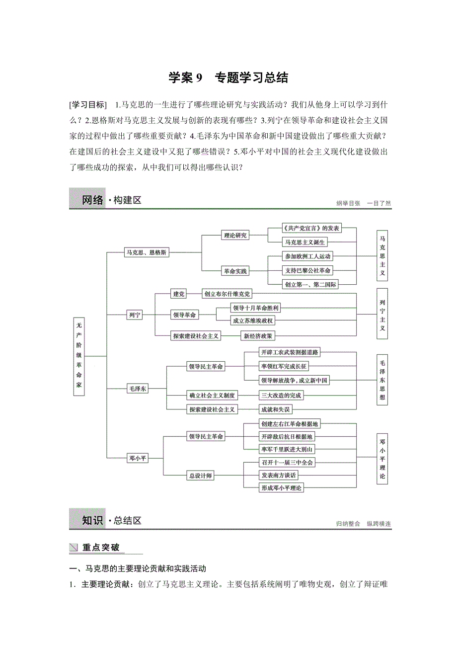 2015-2016学年高二历史人民版选修4学案：第五章 无产阶级革命家 WORD版含解析.docx_第1页