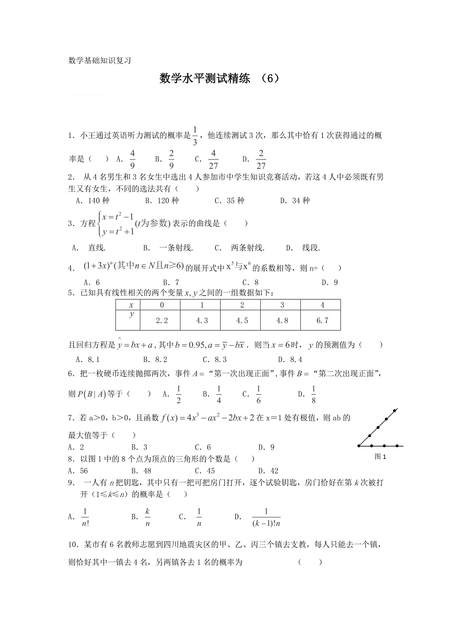 11-12学年高二数学水平测试精练（6）.doc_第1页