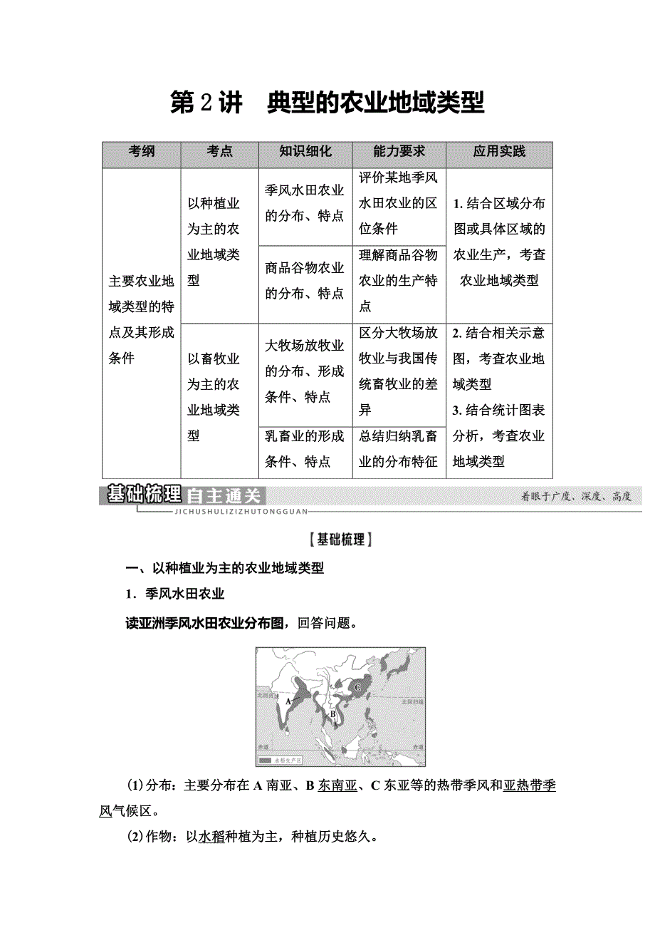 2021版新高考地理（人教版）一轮复习教师用书：第2部分 第8章 第2讲　典型的农业地域类型 WORD版含答案.doc_第1页