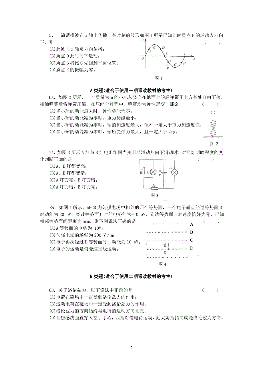 上海市崇明县2005学年度第一学期期终考试试题高三物理.doc_第2页