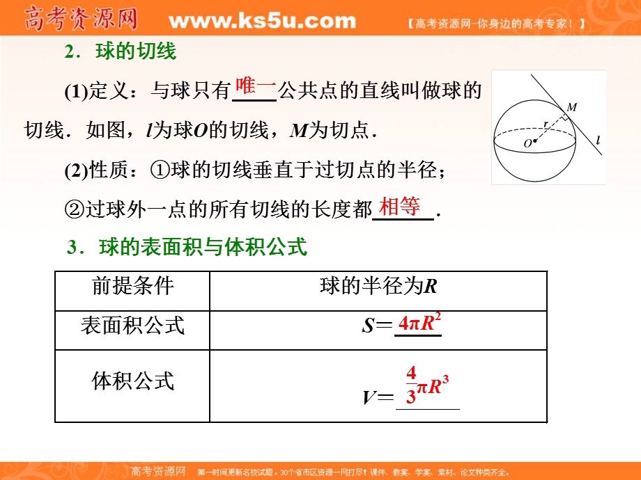 2019-2020学年同步北师大版高中数学必修二培优新方案课件：第一章 §7 7．3　球 .ppt_第3页