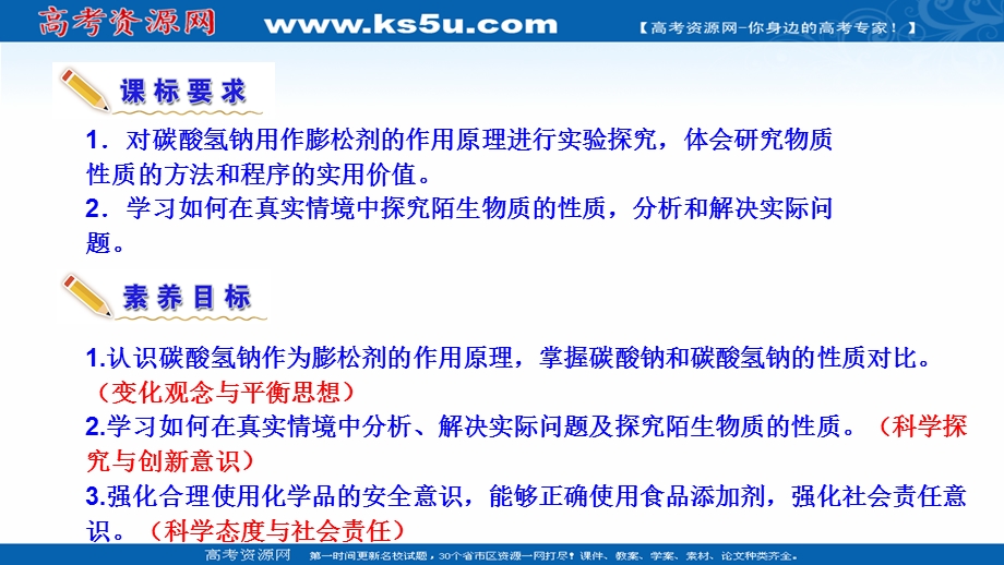 2021-2022学年新教材鲁科版化学必修第一册课件：微项目：探秘膨松剂——体会研究物质性质的方法和程序的实用价值 .ppt_第3页