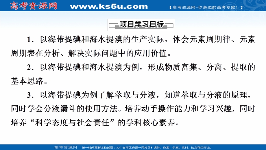 2021-2022学年新教材鲁科版化学必修第二册课件：第1章 微项目　海带提碘与海水提溴——体验元素性质递变规律的实际应用 .ppt_第2页