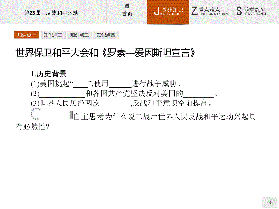 2015-2016学年高二历史岳麓版选修3课件：第23课　反战和平运动 .pptx_第3页