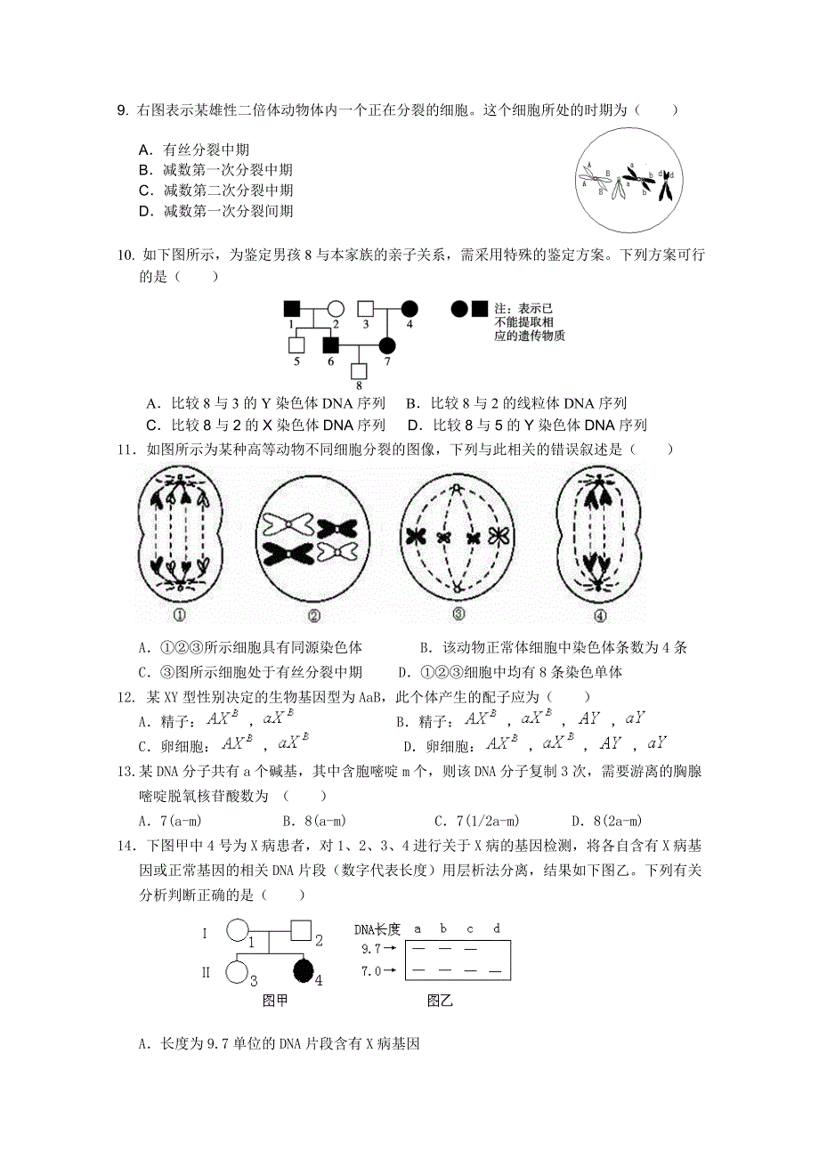 上海市吴淞中学2010-2011学年高二下学期期中考试（生物）（生物班无答案）.doc_第3页