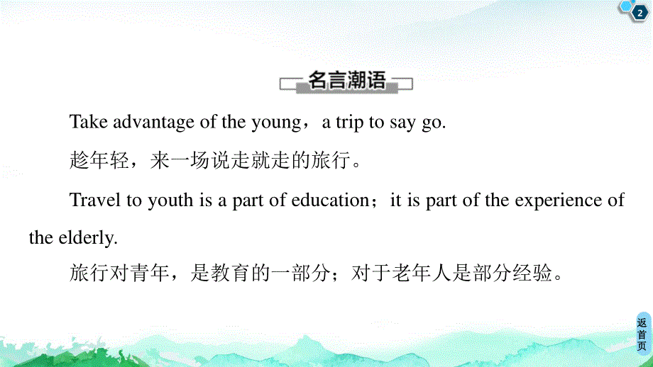 2020-2021学年人教版（2019）高中英语 选择性必修第二册课件： UNIT 4 JOURNEY ACROSS A VAST LAND 导读话题妙切入 .ppt_第2页