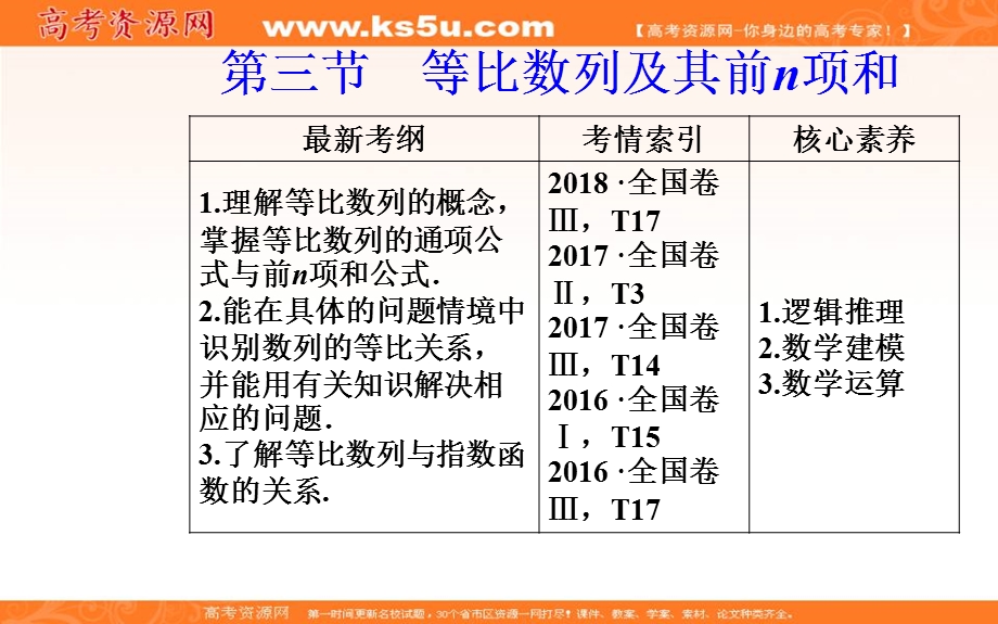 2020届高考数学（理科）总复习课件：第五章 第三节 等比数列及其前N项和 .ppt_第2页