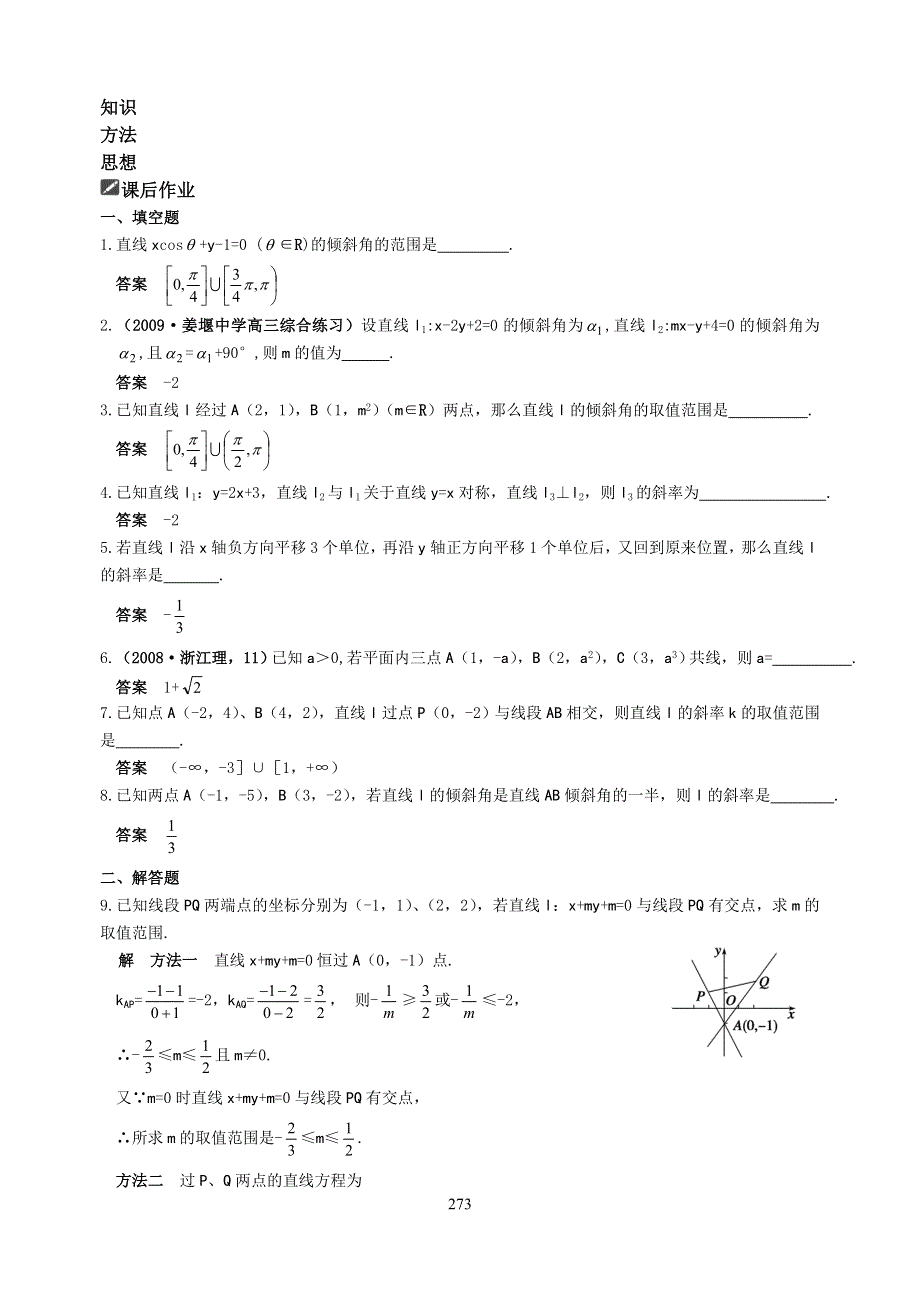 [原创]2012届舜耕中学高三数学（理科）一轮复习资料 第九编解析几何§9.1直线的倾斜角与斜率（教案）.doc_第3页