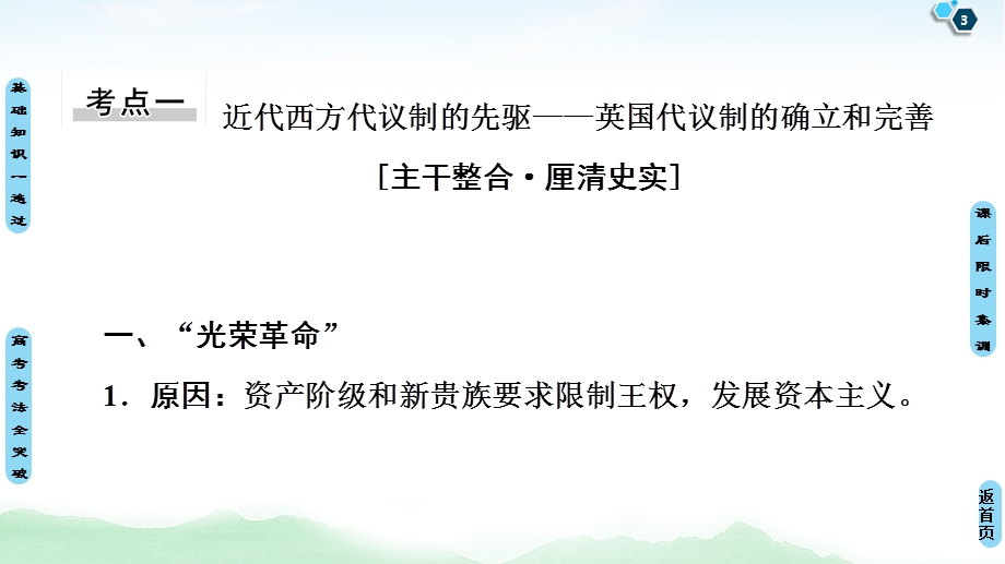 2021届人民版高考历史一轮复习课件：模块1 专题4 第9讲　近代西方民主政治的确立与发展 .ppt_第3页