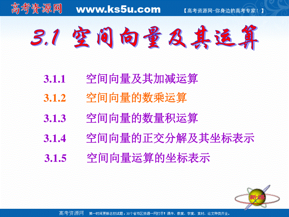 2018年优课系列高中数学人教A版选修2-1 3-1-2 空间向量的数乘运算 课件（55张） .ppt_第2页