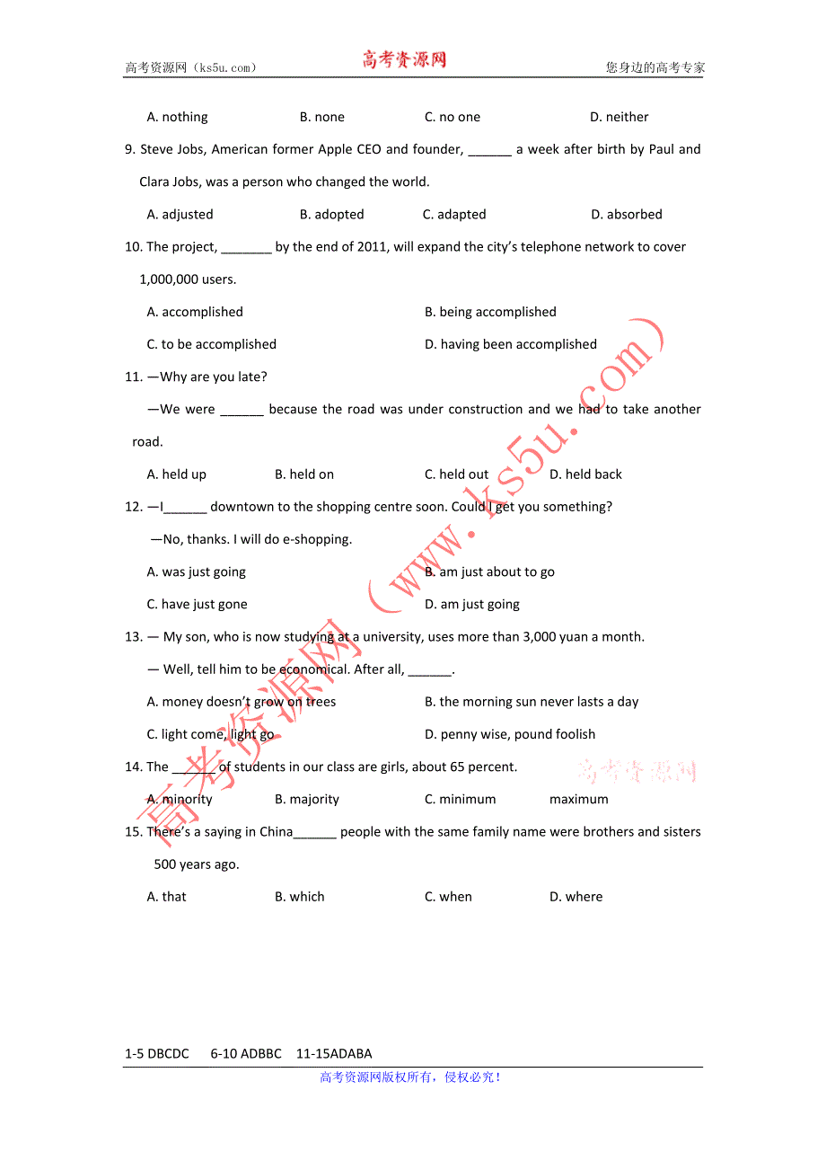 11-12学年高二英语复习 英语精练25.doc_第2页