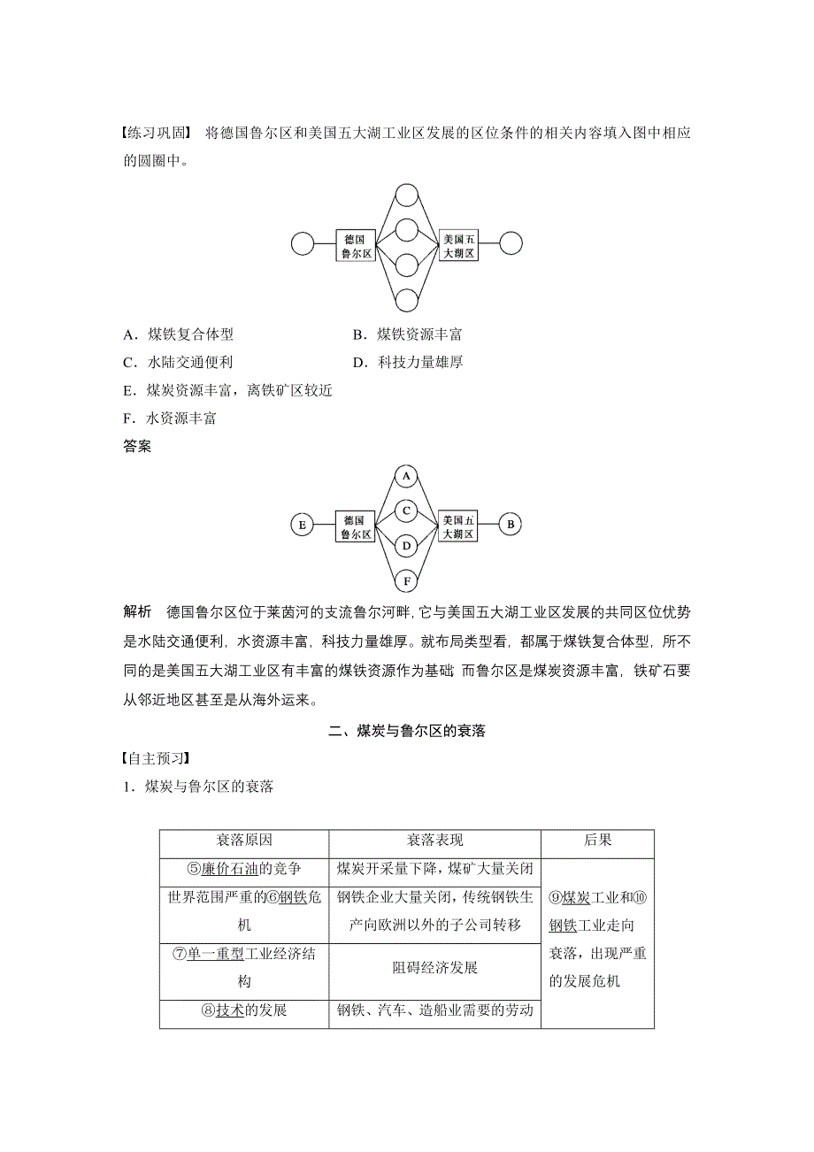 2015-2016学年高二地理湘教版必修三学案与检测：第二章 第五节 第1课时 煤炭与鲁尔区的繁荣与衰落 WORD版含答案.docx_第3页