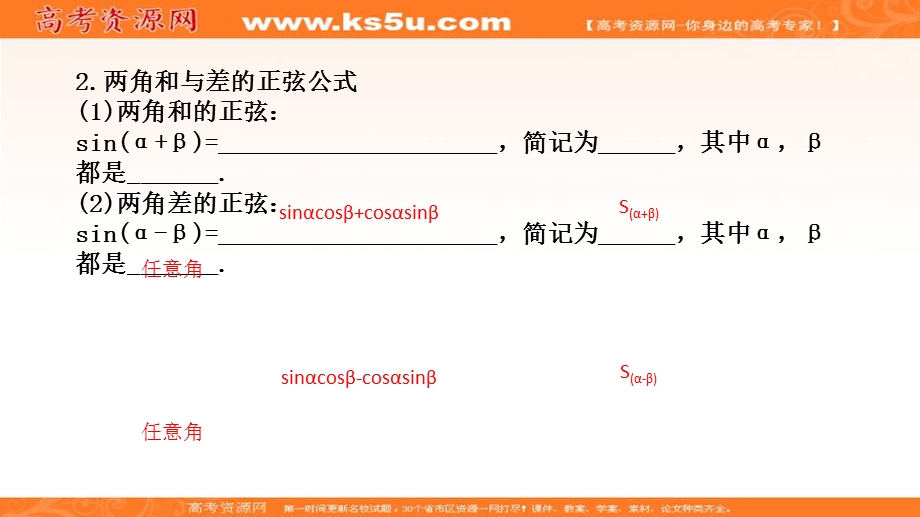 人教A版高中数学必修四课件：3-1-2 两角和与差的正弦、余弦、正切公式（一）3 .ppt_第3页