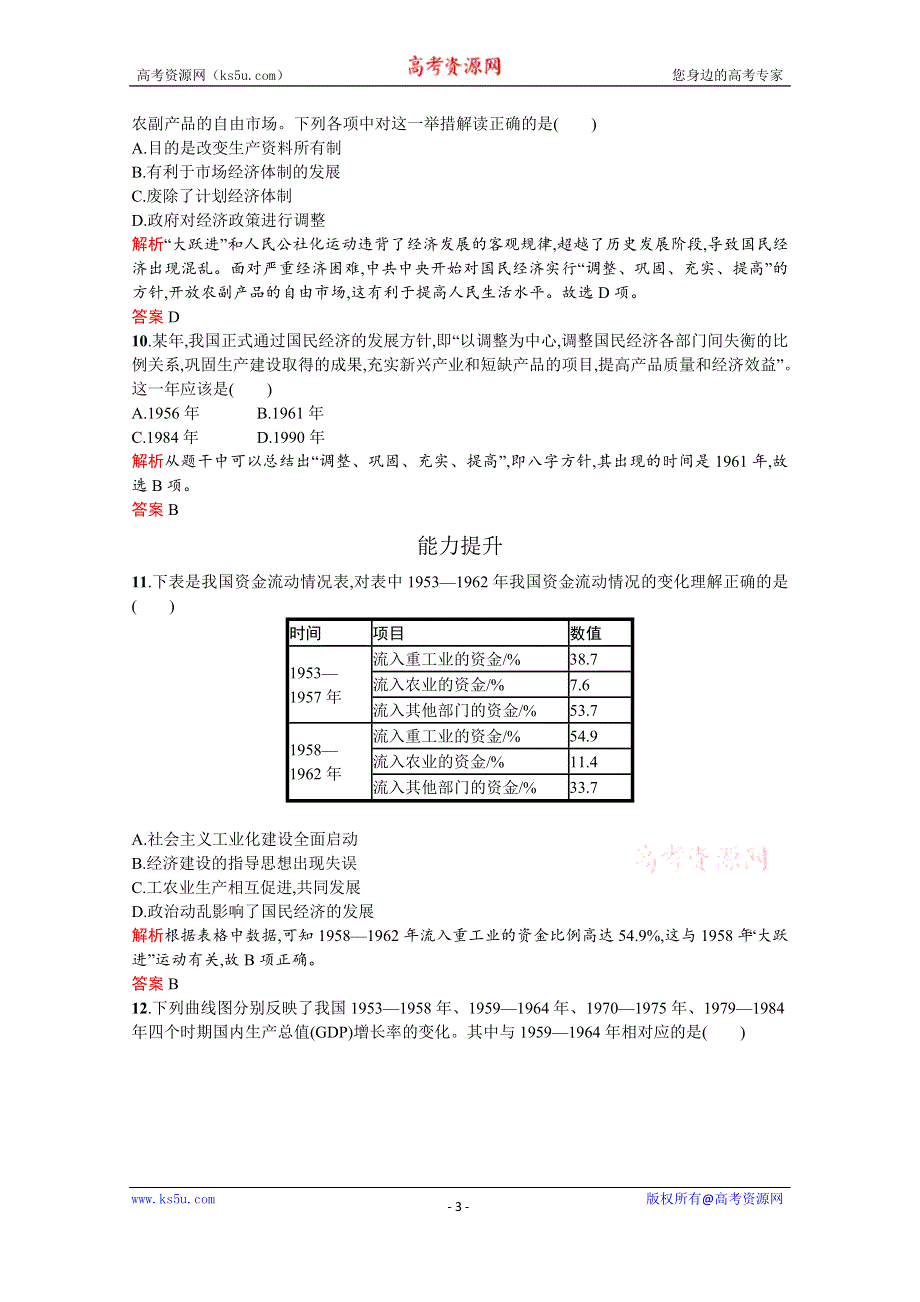 2019-2020学年历史岳麓版必修2习题：第18课　中国社会主义经济建设的曲折发展 WORD版含解析.docx_第3页