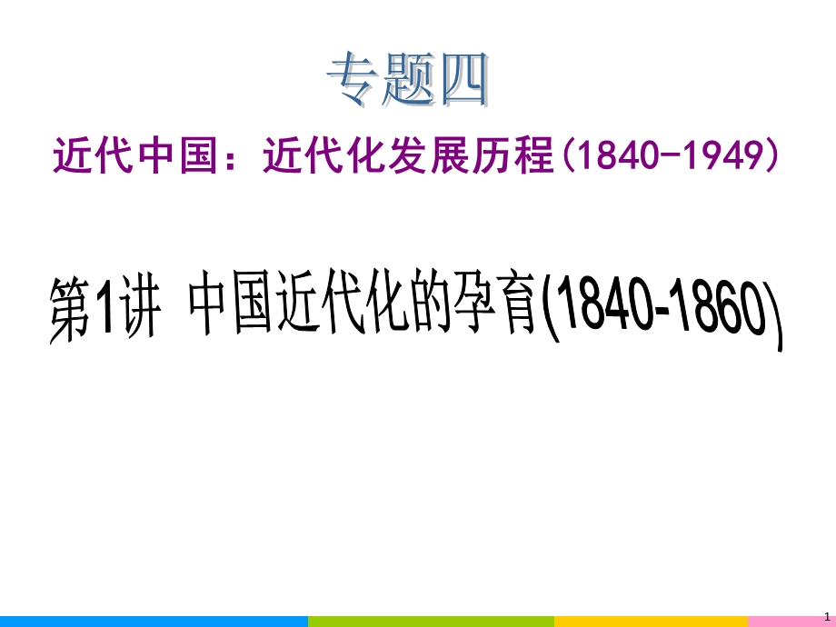 2013届高中新课标二轮历史总复习（湖南用）专题4 第1讲 中国近代化的孕育（1840-1860）.ppt_第1页