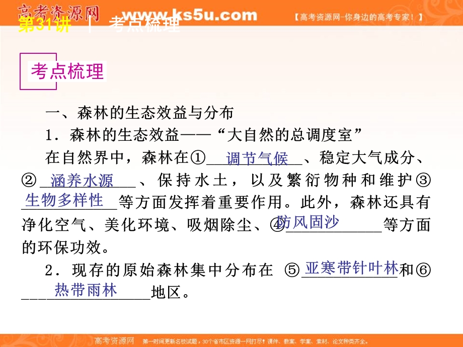 2012届高考地理一轮复习精品课件：第31讲 森林的开发和保护——以亚马孙热带雨林为例（人教版）.ppt_第3页