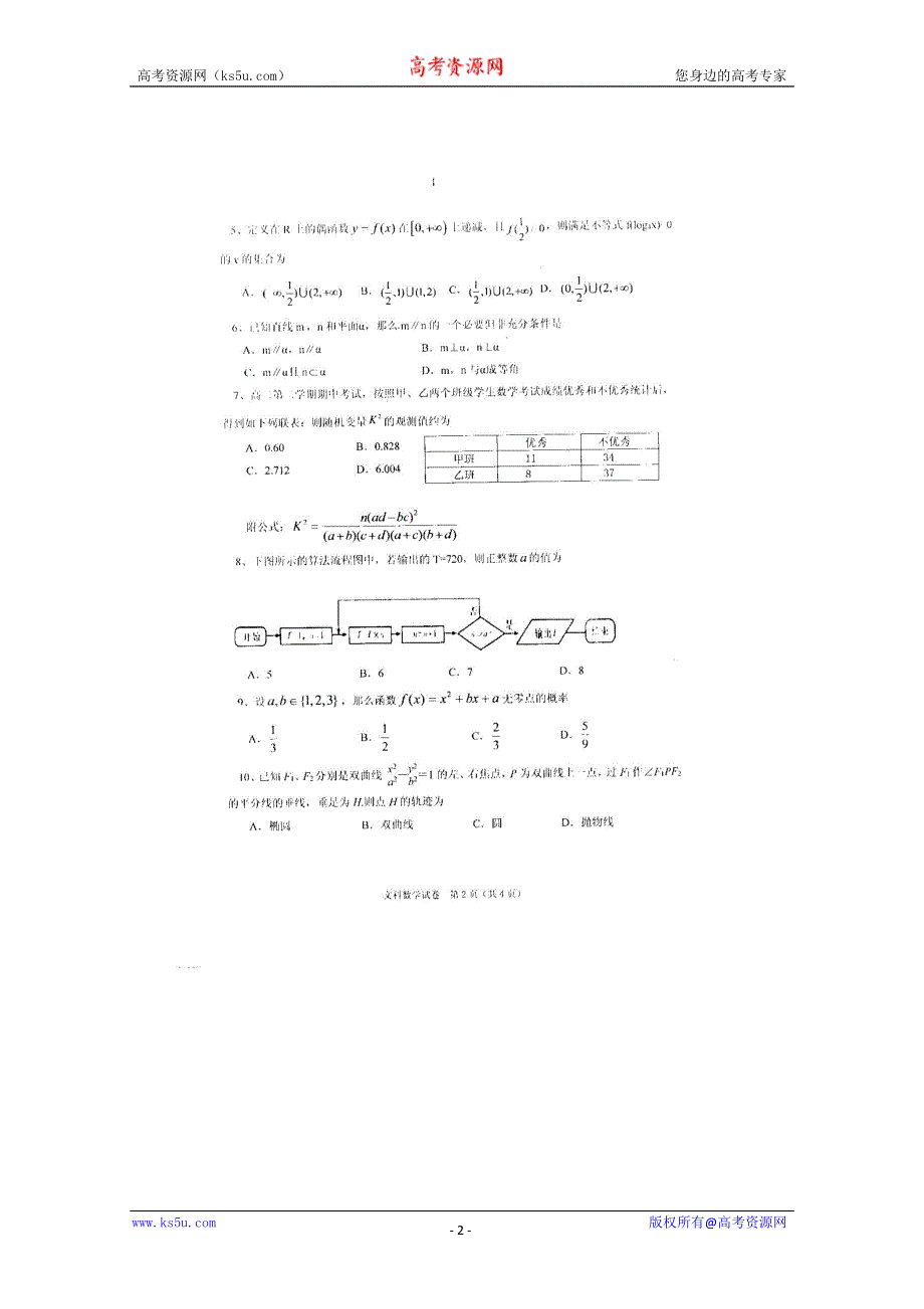 江西省上饶市重点中学2011届高三第一次联考（数学文）（扫描版）.doc_第2页