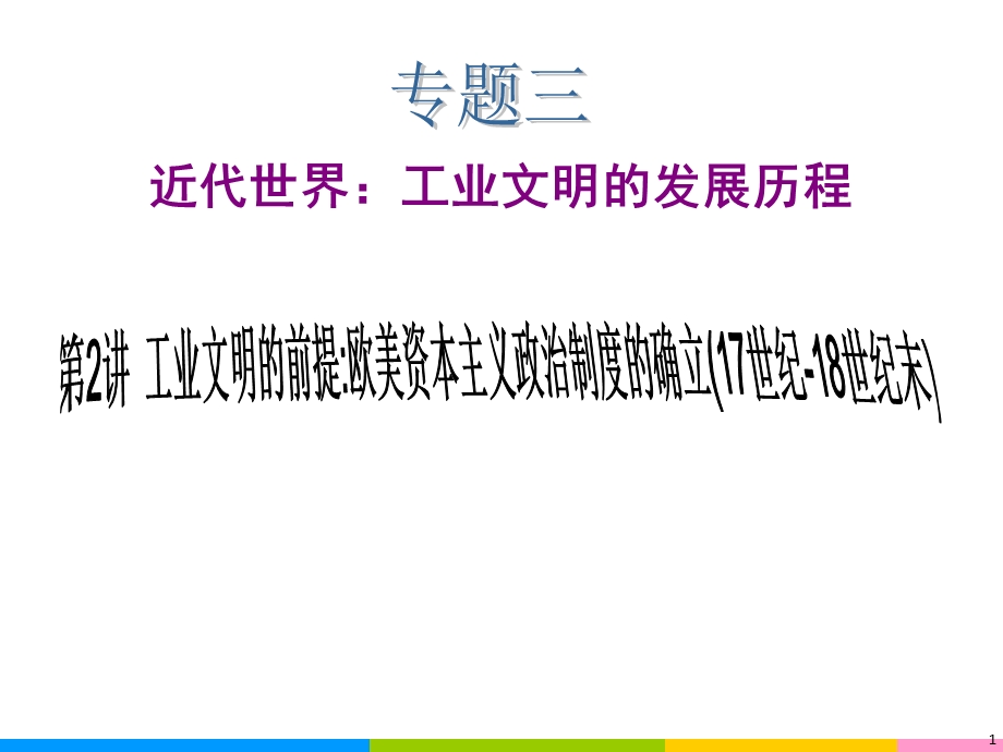 2013届高中新课标二轮历史总复习（湖南用）专题3 第2讲 工业文明的前提：欧美资本主义政治制度的确立（17世纪-18世纪末）.ppt_第1页