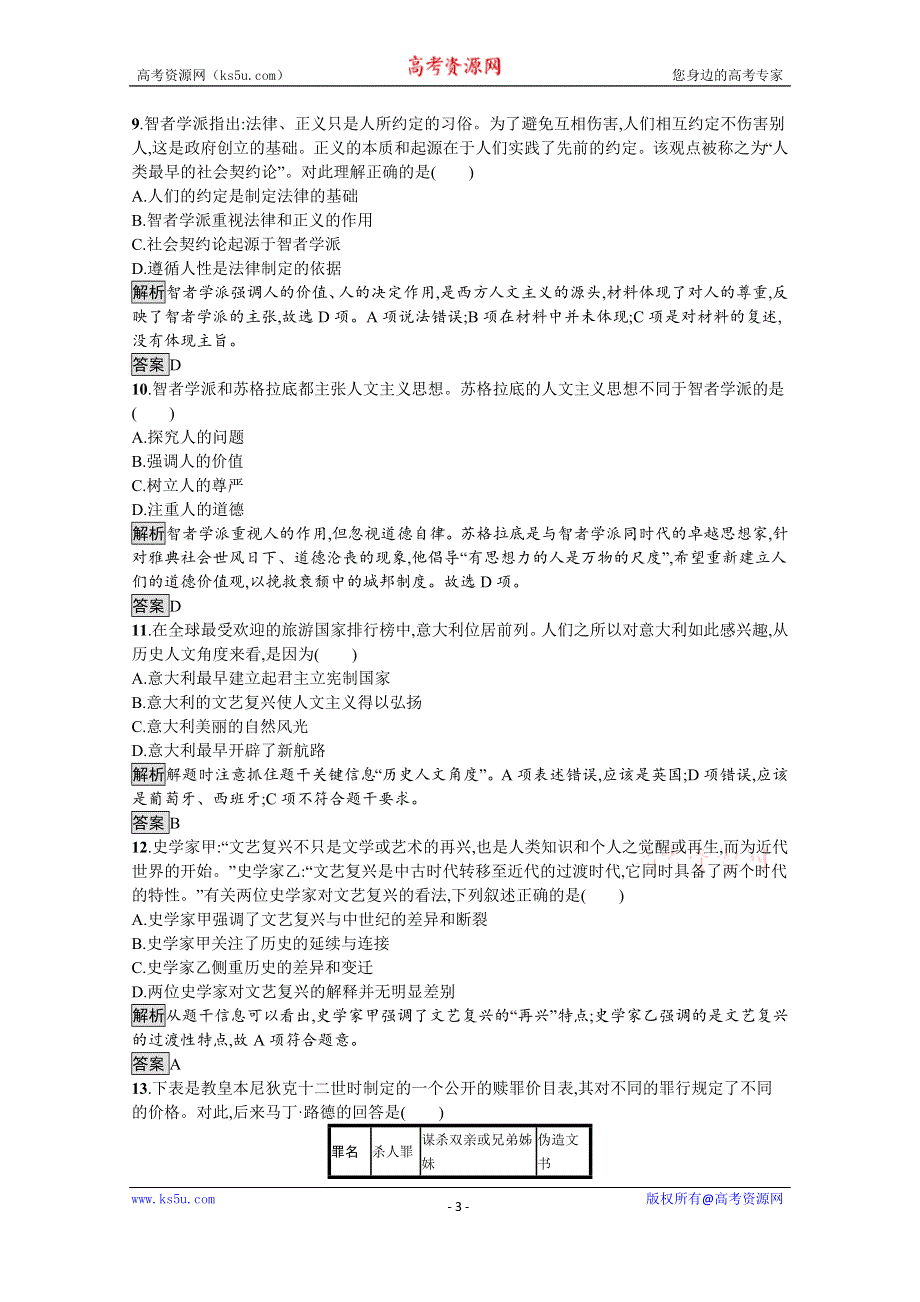 2019-2020学年历史人民版必修3课后习题：专题五、六测评 WORD版含解析.docx_第3页