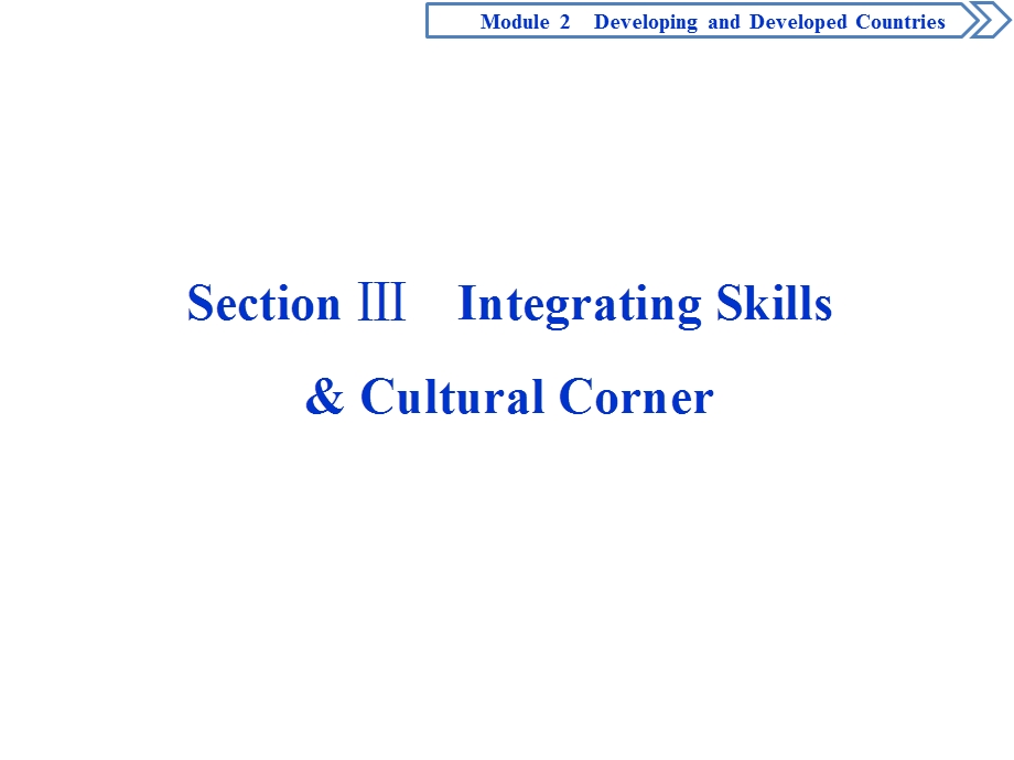 2019-2020学年外研版英语必修三同步课件：MODULE 2 DEVELOPING AND DEVELOPED COUNTRIES 3 SECTION Ⅲ　INTEGRATING SKILLS & CULTURAL CORNER .ppt_第1页