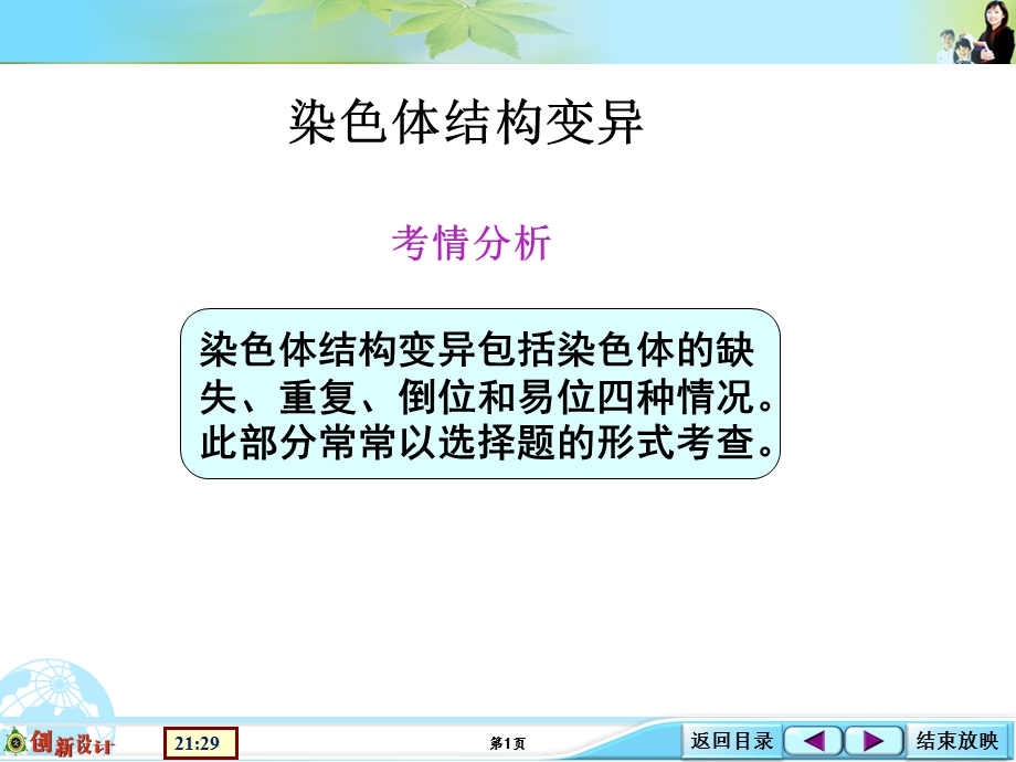 2016届高考生物（全国通用）总复习配套课件：基础考点强化类：2-3-02 染色体结构变异.ppt_第1页